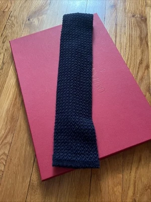 Corbata para hombre HERMES Bistre Marine vintage tejida punta cuadrada Foto 1 de 4