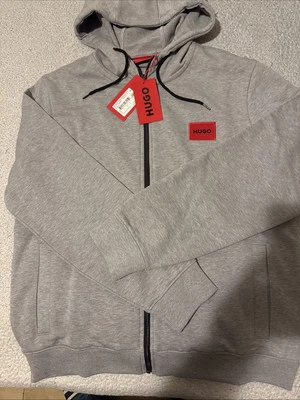 Hugo Boss Hombres Sudadera con Capucha Cremallera Completa Gris Jaspeado Talla Grande Nueva con Etiquetas Foto 1 de 4