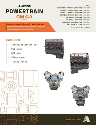 MOTOR 6,0 L PARA CAMIONETA GMC SIERRA 2500 2010 VIN G 8º dígito 19209063 opt L96 Foto 1 de 4