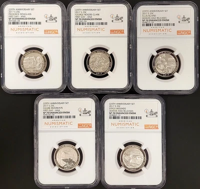 2017 S 5 Piece ATB Quarter Set all NGC SP 70 Enhanced Finish, First Day-ANA! - Image 1 of 4