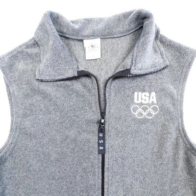 美国奥林匹克队背心男式中号灰色羊毛全拉链美国制造 — 第 1/4 张图片