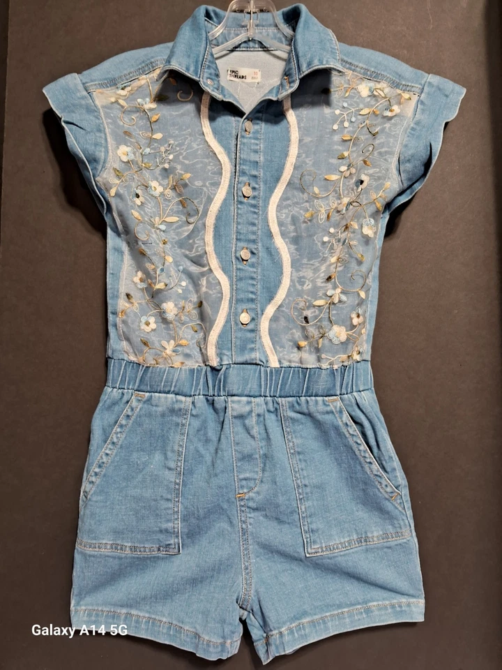 Mameluco Denim Cassia Epic Threads Big Girls Talla 10 Bordado Intervenido   Foto 1 de 4
