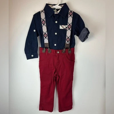 GENUINE KIDS OSHKOSH Toddler Boys Matching Suspender Set NWT | Size 2T - Image 1 of 4