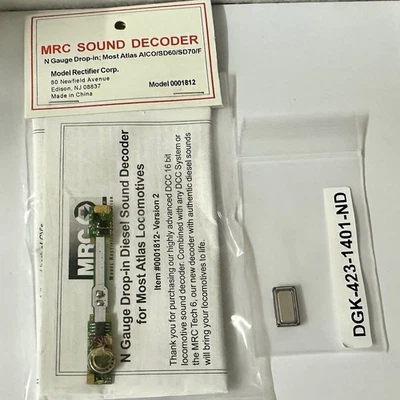 MRC 1812 DCC Sound Decoder N-Scale Most Atlas + Intermountain Tunnel Motor - Image 1 of 3