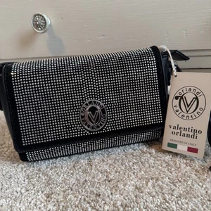 Valentino Orlandi Italy Black Rhinestone Embellished Crossbody Bag - Picture 1 of 11