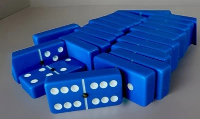 Bakelite Blue And White Dominoes Set With Case Vintage - Image 1 of 3
