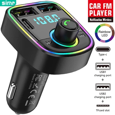 Transmisor FM Bluetooth para Coche, Inalámbrico, Cargador, Disco U/Llamadas Manos Libres Foto 1 de 4