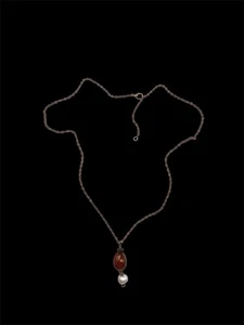 "Collar ajustable ojo de tigre de 20,5"" de perlas naturales blancas de vidrio artesanal" - Imagen 1 de 4