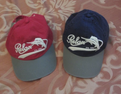 lot-2 Tommy Bahama Relax Blue/Red Baseball Caps Marlin Hat Cool Operator Recipe - Image 1 of 4