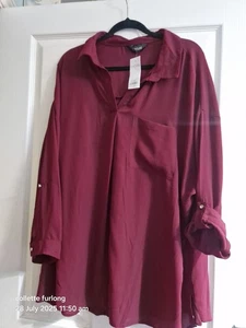 Yours Clothing Red /Maroon Tunic Top/blouse 22-24 - Picture 1 of 8