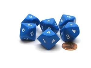 Pack of 6 16mm 10-Sided D5 Numbered 1 to 5 Twice Dice - Blue with White Numbers - Picture 1 of 1