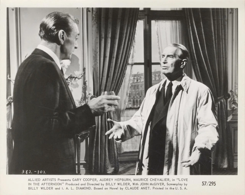 "LOVE IN THE AFTERNOON"-ORIGINAL PHOTO-GARY COOPER-MAURICE CHEVALIER - Image 1 of 1