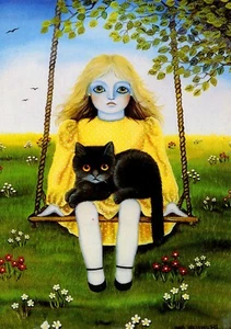 POSTCARD / AUSTRIAN POSTCARD // ILLUSTRATOR // ANNA HOLLERER / CAT / CAT - Picture 1 of 2