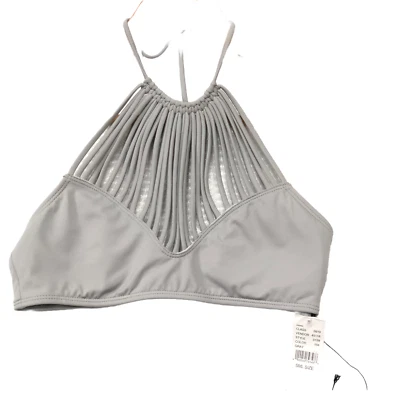 L.A. Top de bikini forrado con diseño de pecho enjaulado gris halter talla S Hearts para mujer NUEVO Foto 1 de 4