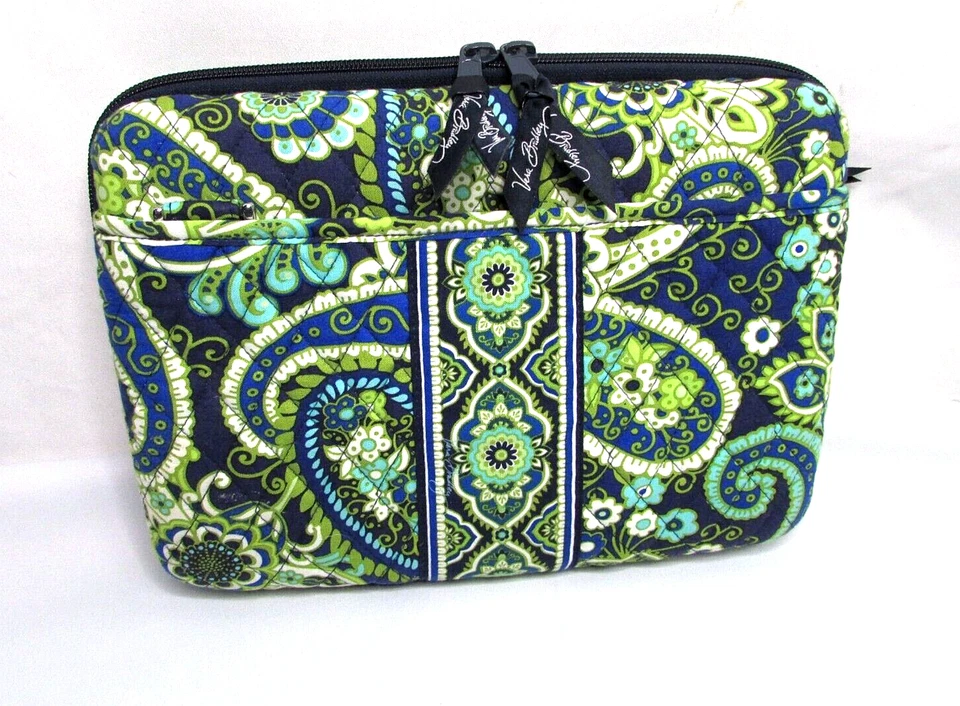 Vera Bradley Estuche Rígido Acolchado Mini Laptop iPad Tablet Bolso Verde Floral Foto 1 de 4