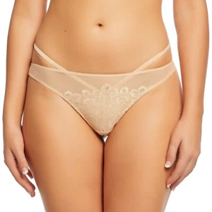 Dita Von Teese Thong G-String Dahlia Beige XL 16 Strappy Mesh Knickers D23457 - Picture 1 of 12