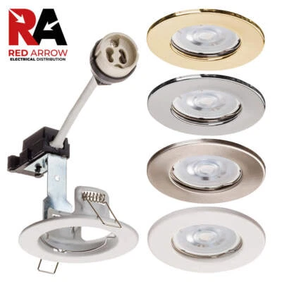UES-ONLINE Red Arrow Hoop Series Fixed GU10 Steel Downlights White, Chrome, Satin, Brass