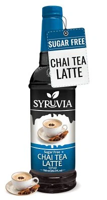 Jarabe de café con leche de té Chai sin azúcar Syruvia 25,4 fl oz, para café, postres y más Foto 1 de 4