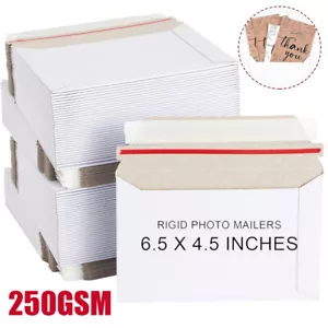 6.5 x 4.5 PROLINE WHITE RIGID PHOTO SHIPPING FLATS CARDBOARD ENVELOPE MAILERS US - Picture 1 of 9