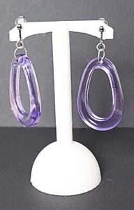 purple Drop Earrings Cute & Trendy clip on handmade earrings - Picture 1 of 3