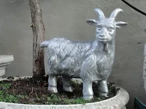 Ziege Geißbock Figur Dekoration Garten Deko Gartenfigur Ziegenbock Silber 8 - Bild 1 von 8