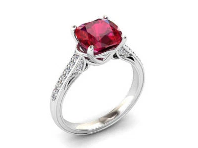 2ct Simulated Pink Ruby Solitaire Stylish Engagement Ring 14k WhiteGold Plated - Image 1 of 4