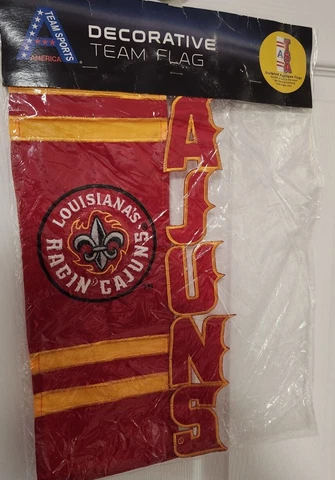 Louisiana-Lafayette Ragin Cajuns Sculpted Applique Flag, Embroidered Cover