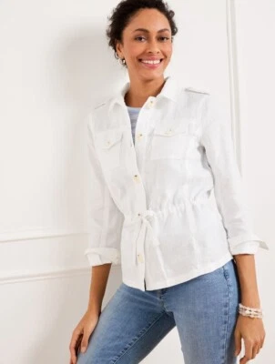 Washed Linen Shirt Jacket at Talbots, NWT $159 color WHITE - Image 1 of 3