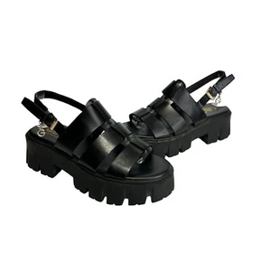 GBG Los Angeles Black chunky ankle Buckle strap platform Sandals Y2k Size 5.5 - Picture 1 of 9