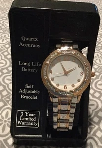 Womans QUARTZ ACCURACY WATCH ADJUSTABLE BRACELET CRISTAL ACCENT Fashion Jewelry - Picture 1 of 4