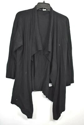 Suéter cárdigan informal Peter Nygard negro liso manga 3/4 frente abierto M Foto 1 de 4