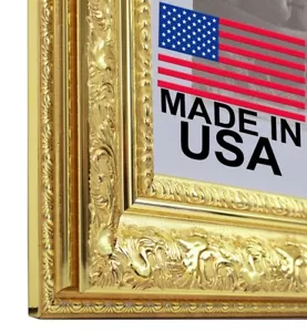 Custom Matted Picture Poster Frame & Mat 3-1/2" B Gold Ornate 334807 16x20 24x36 - Picture 1 of 10