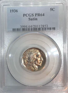 1936 5C Satin Proof Buffalo Nickel PCGS PR64 - Picture 1 of 4