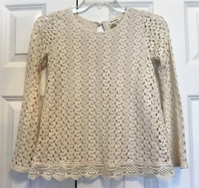 Self Esteem Girls Medium Beige Lace Top/Blouse, Long Sleeve, 100% Polyester, EUC - Imagem 1 de 4