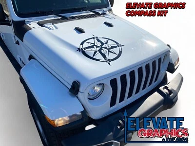 Calcomanías de vinilo para Jeep Gladiator/Wrangler gráficos brújula capó rayas 2019-2026 Foto 1 de 4