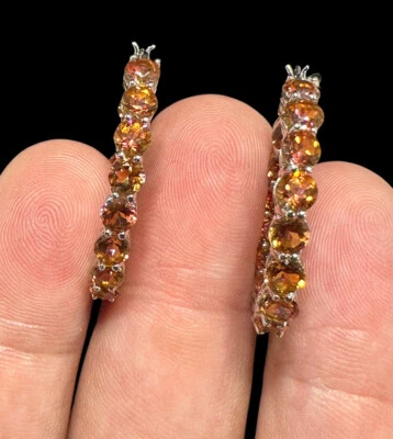 SJI Sterling Silver Round Cut Topaz Hoop Earrings Designer Signed - Image 1 of 4