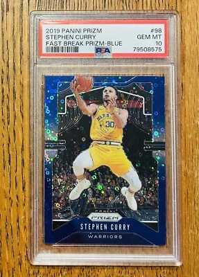 Panini Prizm Fast Break Blue 2019 Stephen Curry/175 PSA 10 Gem Mint #98 Foto 1 de 2