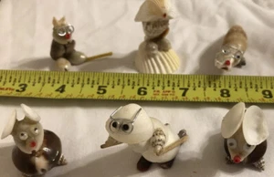 Sea Shell Souvenir Figurines Hand Crafted Kitsch Animals Set of 6 Vintage 1960s - Picture 1 of 1