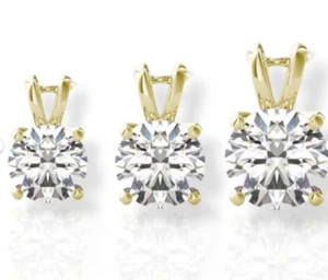 14K Solid Gold Solitaire GRA Certified Round Cut Moissanite Pendant | Classy Rou - Picture 1 of 5