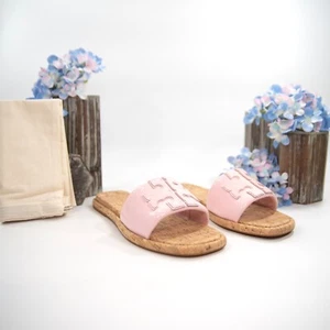 Tory Burch Petunia Metallic Leather Double T Padded Sport Slide Sz 9.5 NIB - Picture 1 of 9