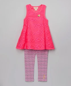 Juicy Couture Pink Geo Geometric A-Line Tunic & Leggings Size 5 6 MSRP $69 NWT  - Picture 1 of 1