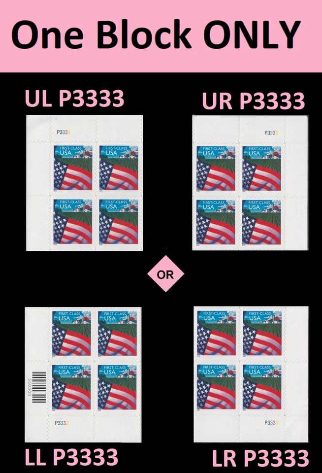 US 3449 Flag over Farm First Class 34c plate block 4 P3333 MNH 2001 - Image 1 of 1