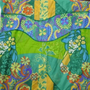 Vintage Bright Tropical Psychedelic Mesh Fabric 200"x60" Floral Bold Vibrant - Picture 1 of 9