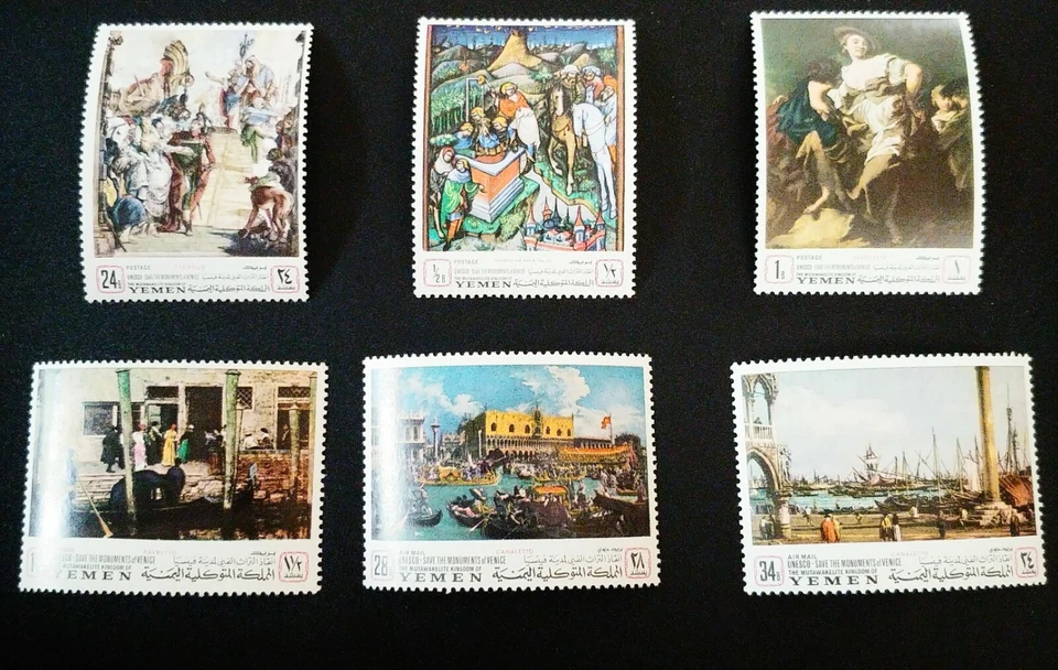 JUEGO COMPLETO MUY RARO YEMEN 1968 UNESCO “SALVAR ARTE FLORENTINO” PINTURAS DE EURO Foto 1 de 1