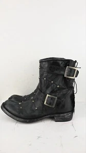 Old Gringo Mexicana moto ankle boots in black with silver studs size EU42/US11 - Picture 1 of 14