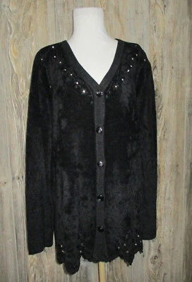 Cárdigan Suéter Gizel Nuevo con Etiquetas Mujer Talla L/XL Negro Floral Bordado Gótico Clásico Foto 1 de 4