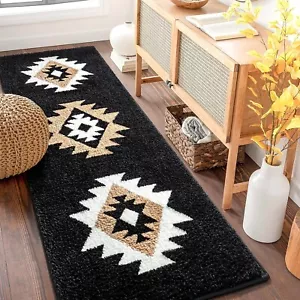 Versatile Boho Geometric Bathroom Rug, 20x47 Inch - Perfect for Multiple Rooms - Picture 1 of 10