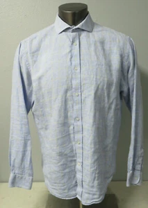Mens Baird McNutt Irish Linen Long Sleeve Button Down Shirt Lands End Size L 16 - Picture 1 of 11