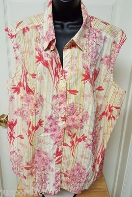 White Stag Womens Shirt Top Blouse Size 18W/20W Multicolor Floral Striped - Image 1 of 3