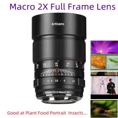 7artisans 60mm F2.8 Macro 2X Full Frame Lens for Sony FE E mount Camera A7RV A9 - Image 1 of 4